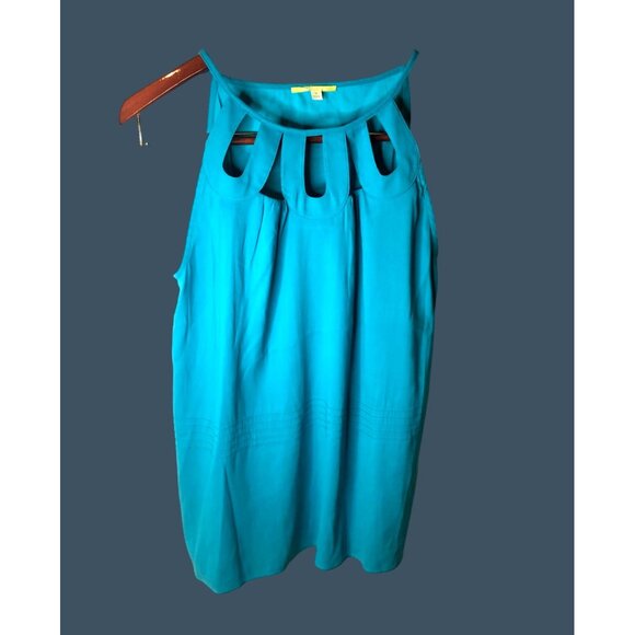 GIANNI BINI -WOMENS HOLTER OPEN FRONT KEY-HOLES TEAL TOP SIZE MEDIUM - Picture 1 of 6